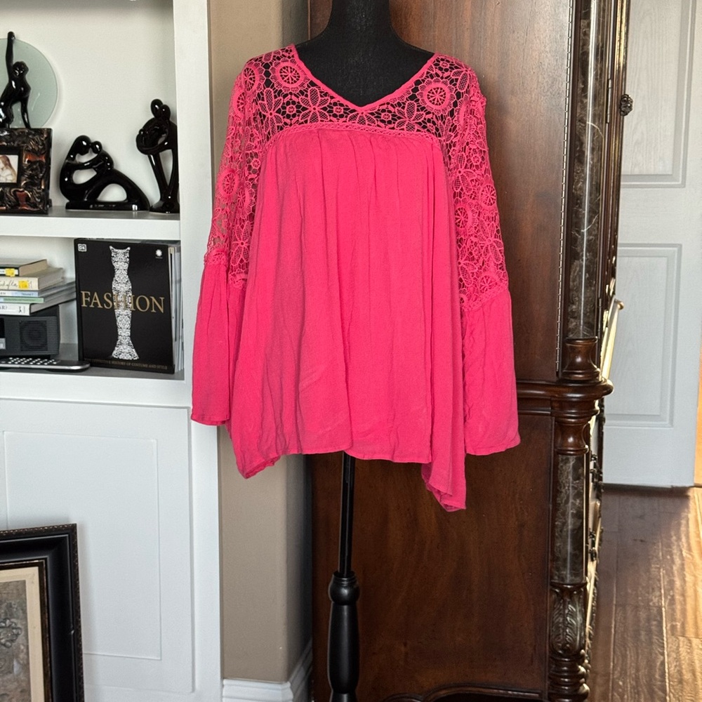 Lane Bryant Pink Lace Boho‎ Top